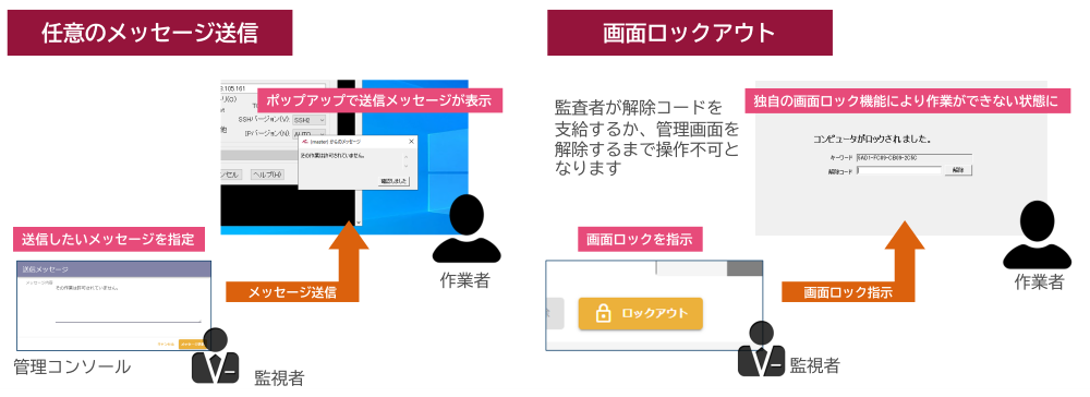 遠隔メッセージ送信・遠隔画面ロック
